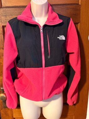 The North Face Pink and Black Fleece Puffer Jacket - Women's